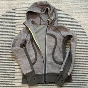 Lululemon Athletica Gray Zip-Up Hoodie with neon accents